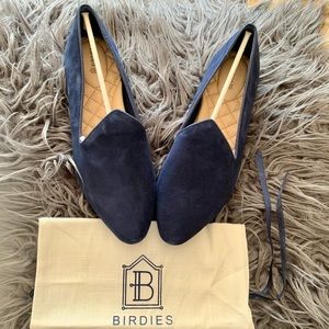 The heron | Navy blue suede birdies